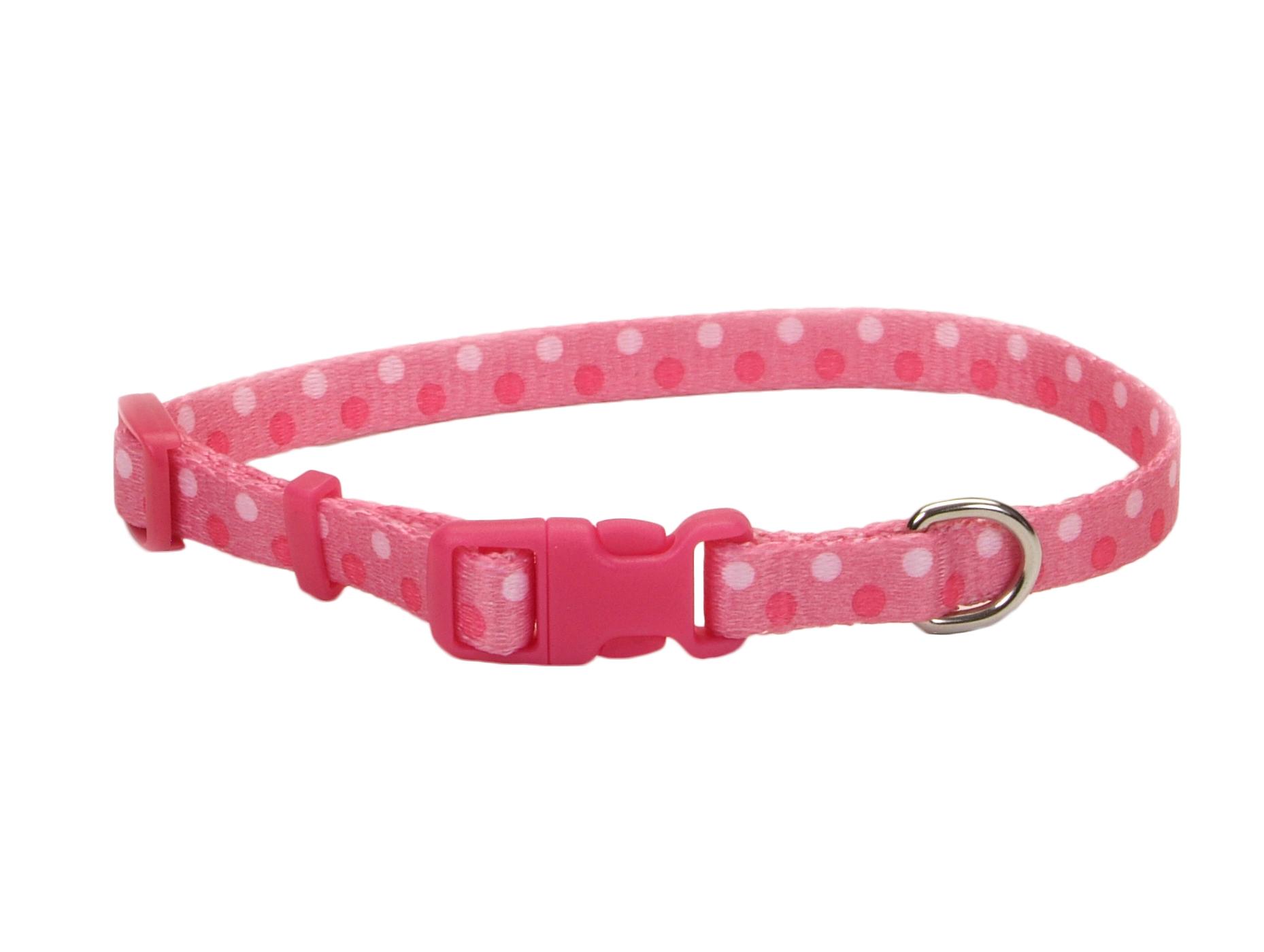 Coastal Pet Products 8-12" Pink Polka Dot Adjustable X-Small Dog Collar; image 2 of 2