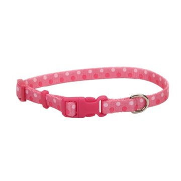 Coastal Pet Products 8-12" Pink Polka Dot Adjustable X-Small Dog Collar, EACH