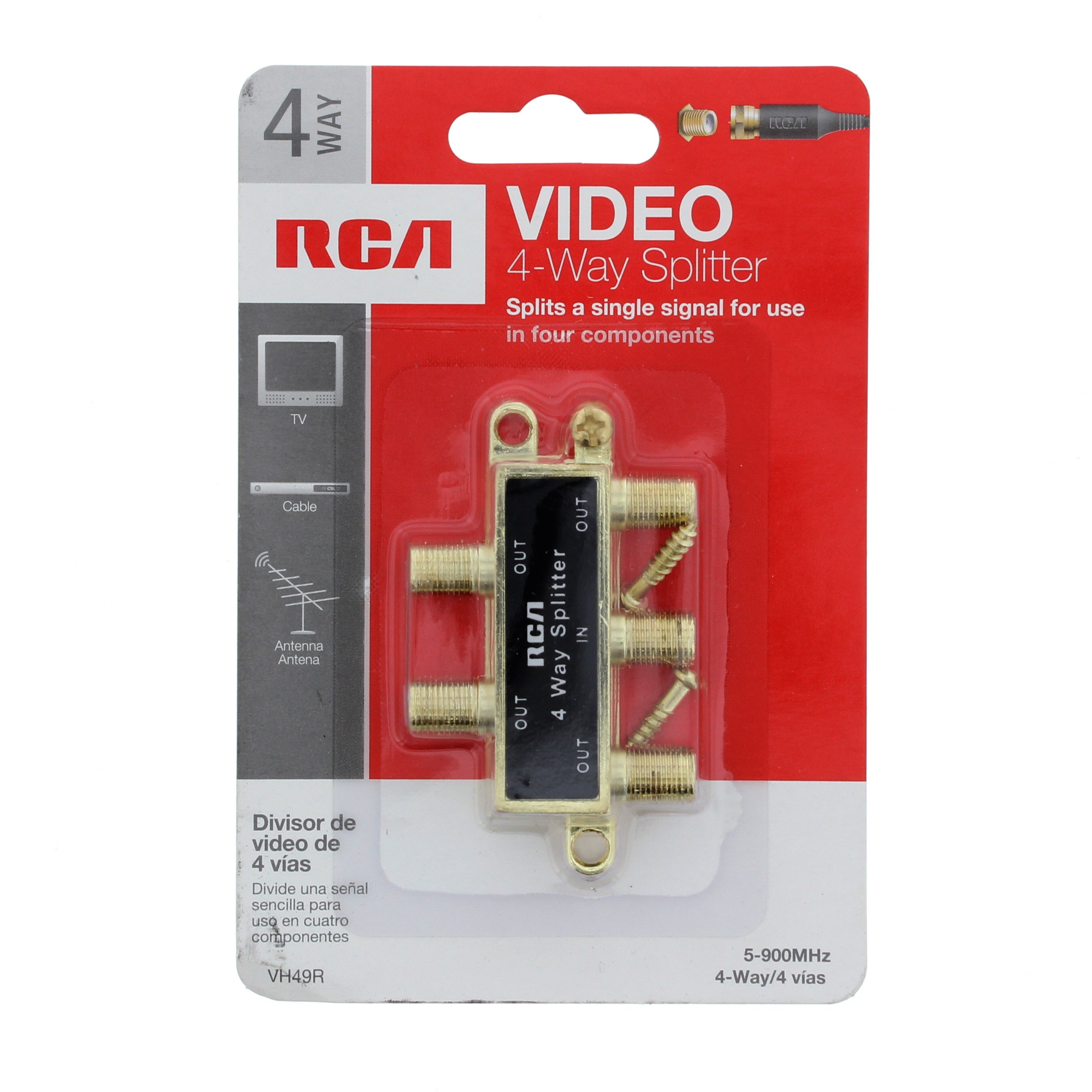 RCA 4 Way Coaxial Cable Splitter Shop Connection Cables at HEB