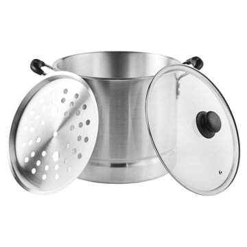 IMUSA Tamale/Seafood Steamer with Glass Lid & Insert, 16 qt