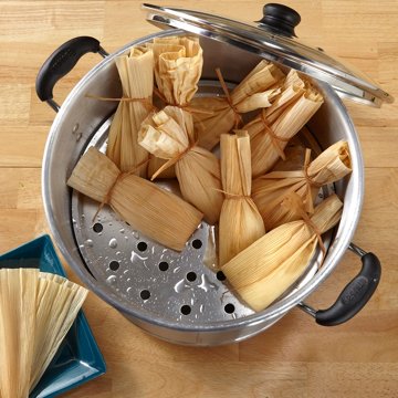 IMUSA Tamale/Seafood Steamer with Glass Lid & Insert, 24 qt