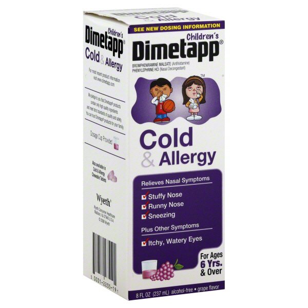 Dimetapp Children's Cold And Allergy For Ages 6 yrs. & Over Grape