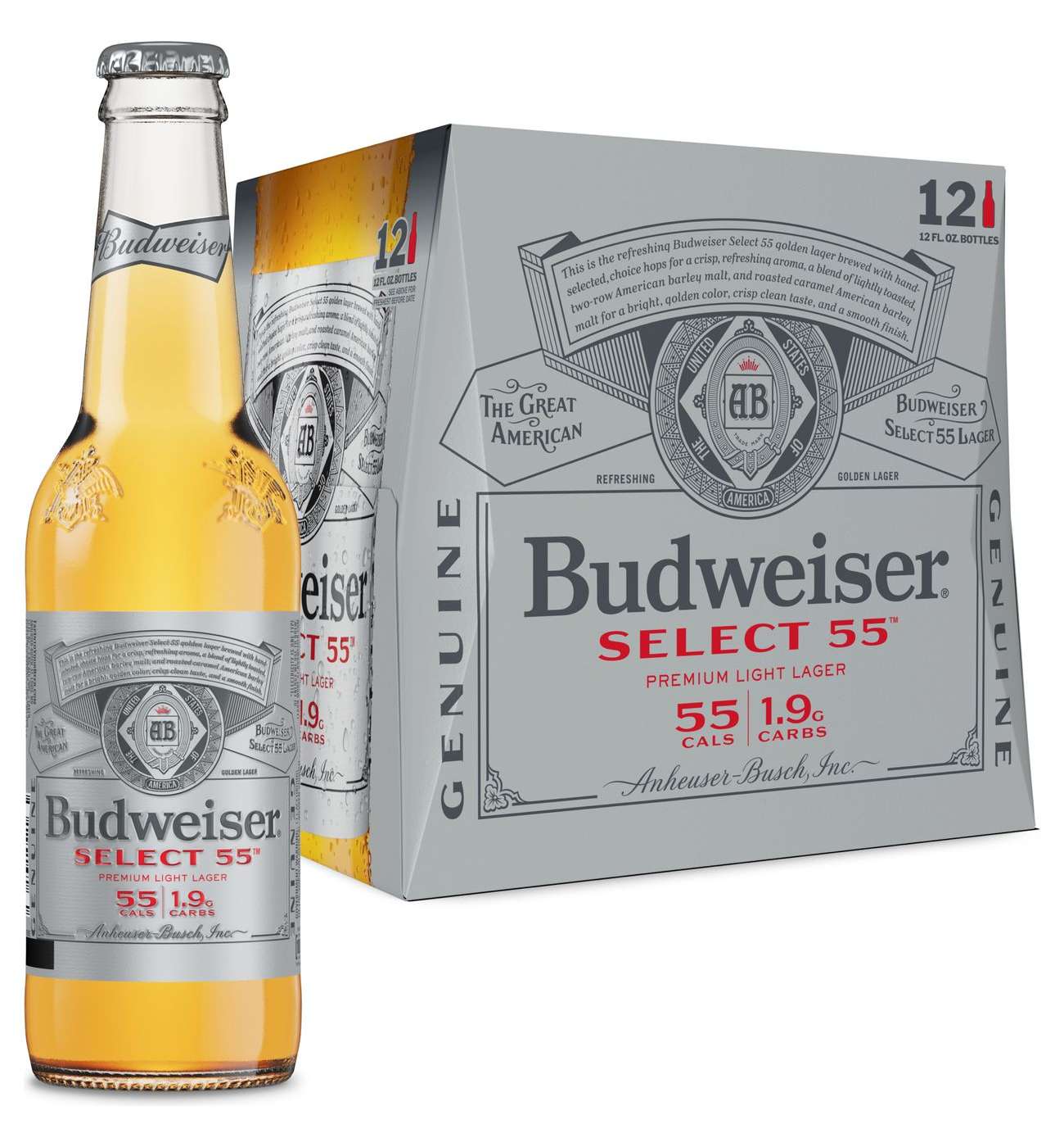 Budweiser Select 55 Light Lager Beer, 12 pack; image 1 of 8