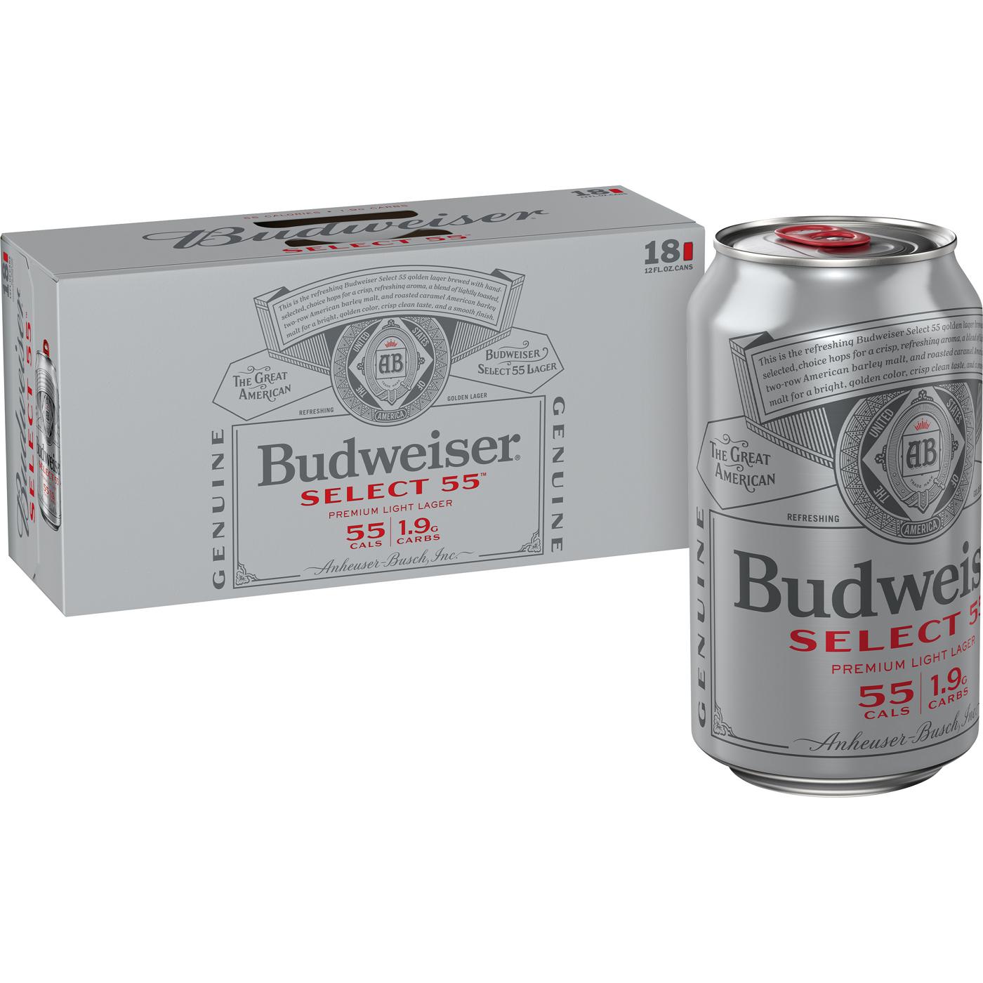 Budweiser Select 55 Light Lager Beer, 18 pack; image 1 of 4