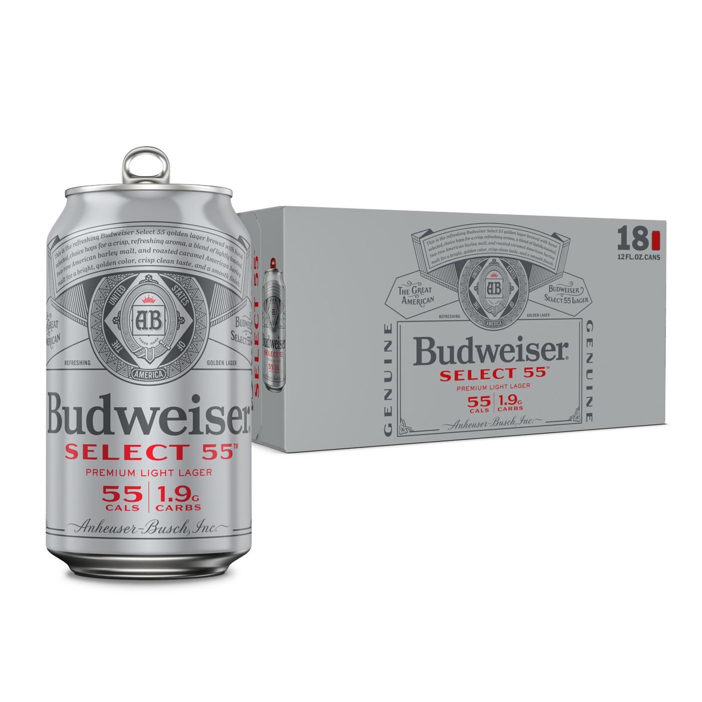 Budweiser Select 55 Light Lager Beer, 18 pack; image 2 of 4