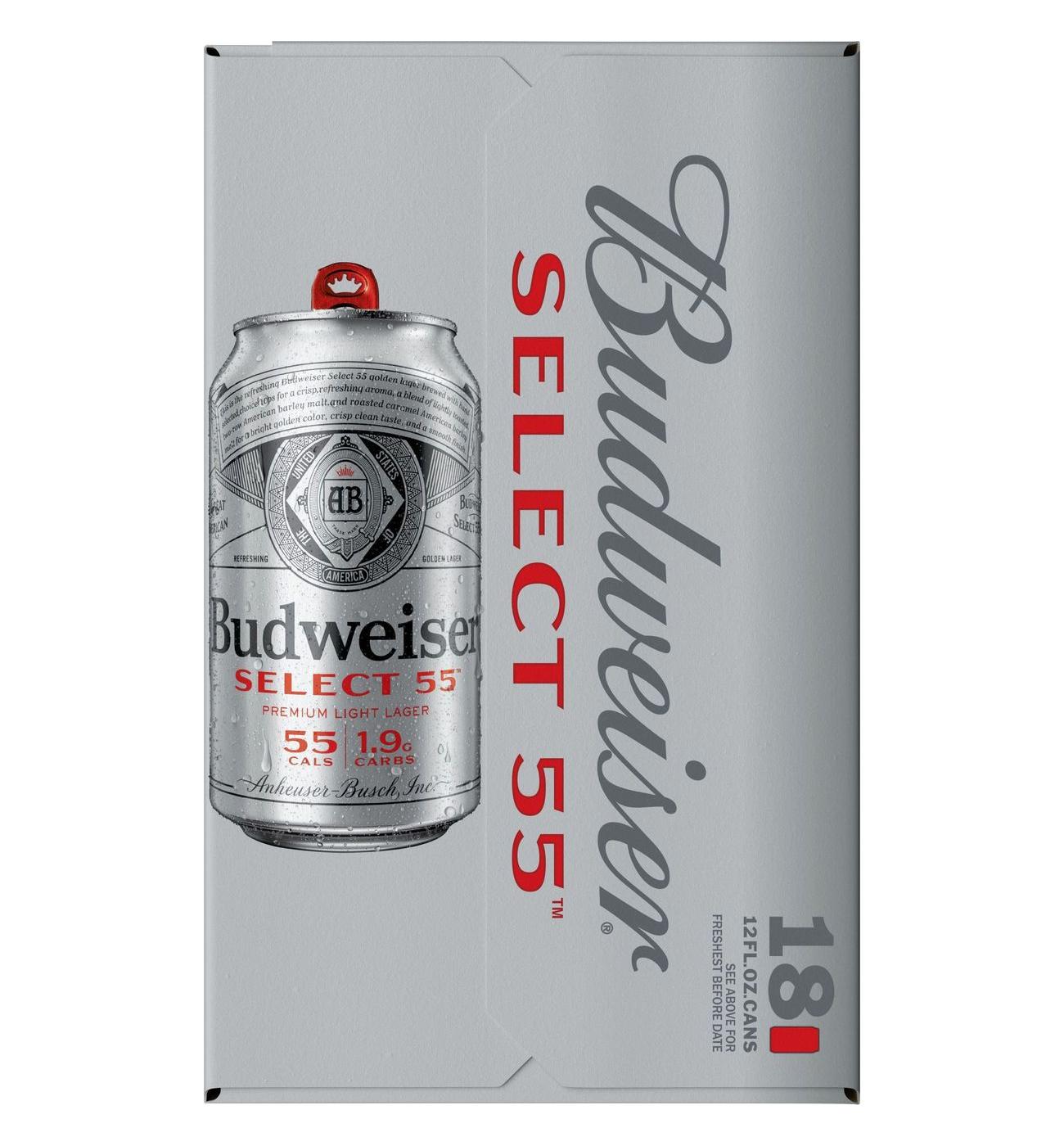Budweiser Select 55 Light Lager Beer, 18 pack; image 6 of 8