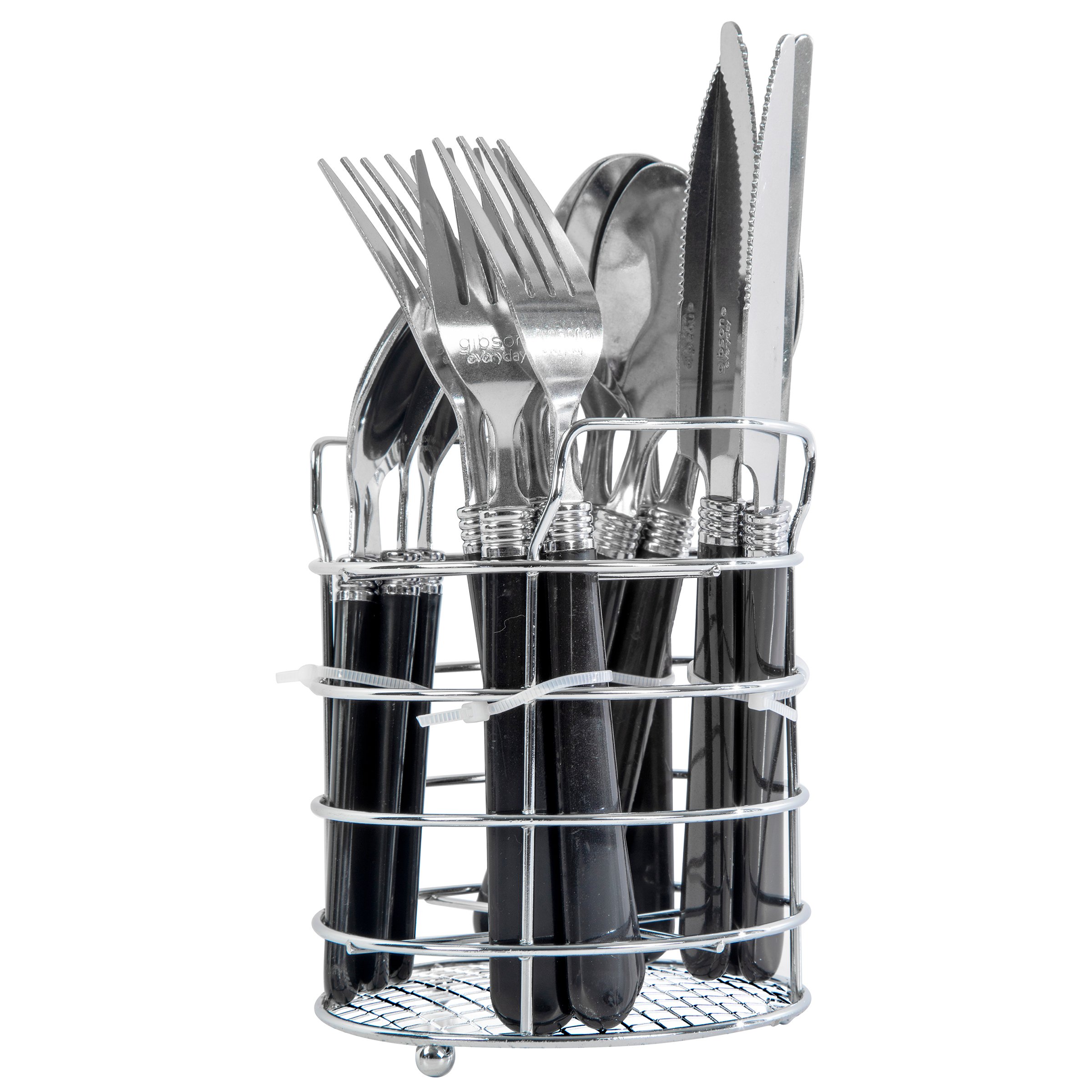 Gibson Home Sensations II Flatware Set with Wire Caddy, Black Shop