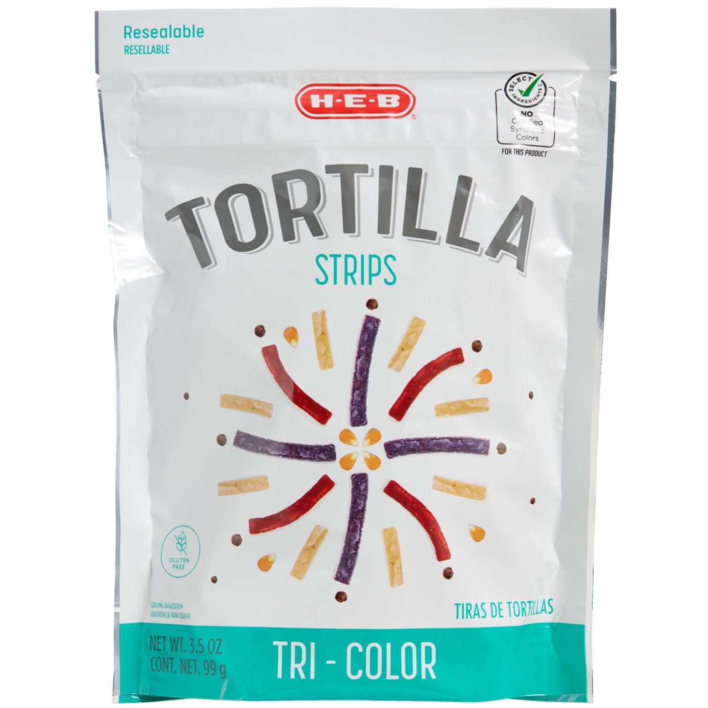H-E-B Tri-Color Tortilla Strips; image 1 of 2