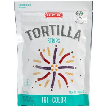H-E-B Tri-Color Tortilla Strips, 3.5 oz