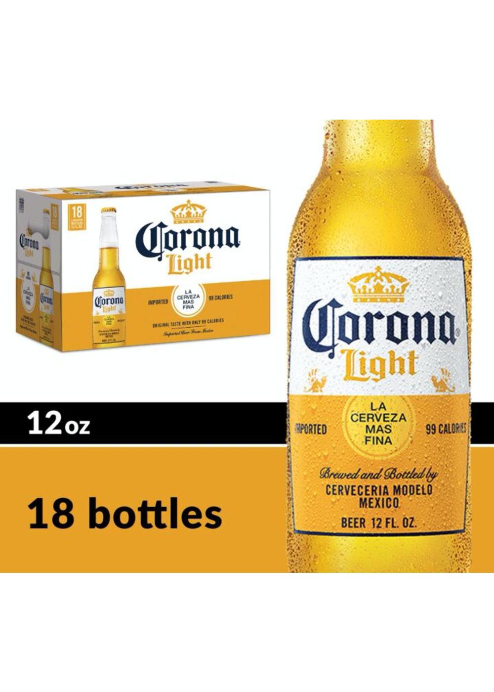 Corona Mexican Lager Light Beer Bottles 18 pk; image 3 of 7