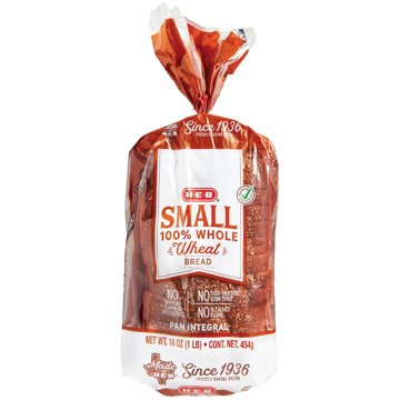 H-E-B Small 100% Whole Wheat Sliced Bread, 16 oz