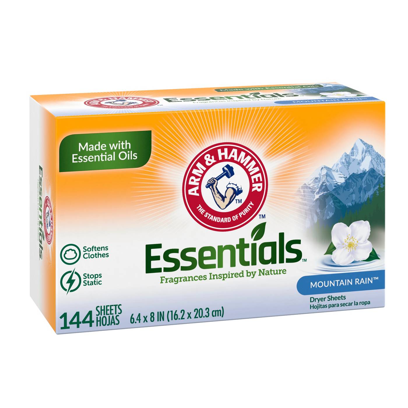 Arm & Hammer Essentials Fabric Softener Dryer Sheets - Mountain Rain; image 10 of 12