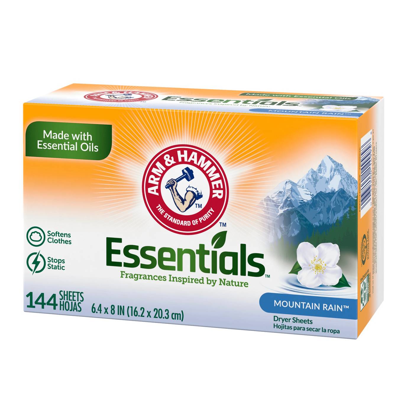 Arm & Hammer Essentials Fabric Softener Dryer Sheets - Mountain Rain; image 11 of 12