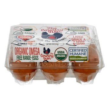 The Country Hen Grade A Organic Cage Free Large Eggs, 6 ct