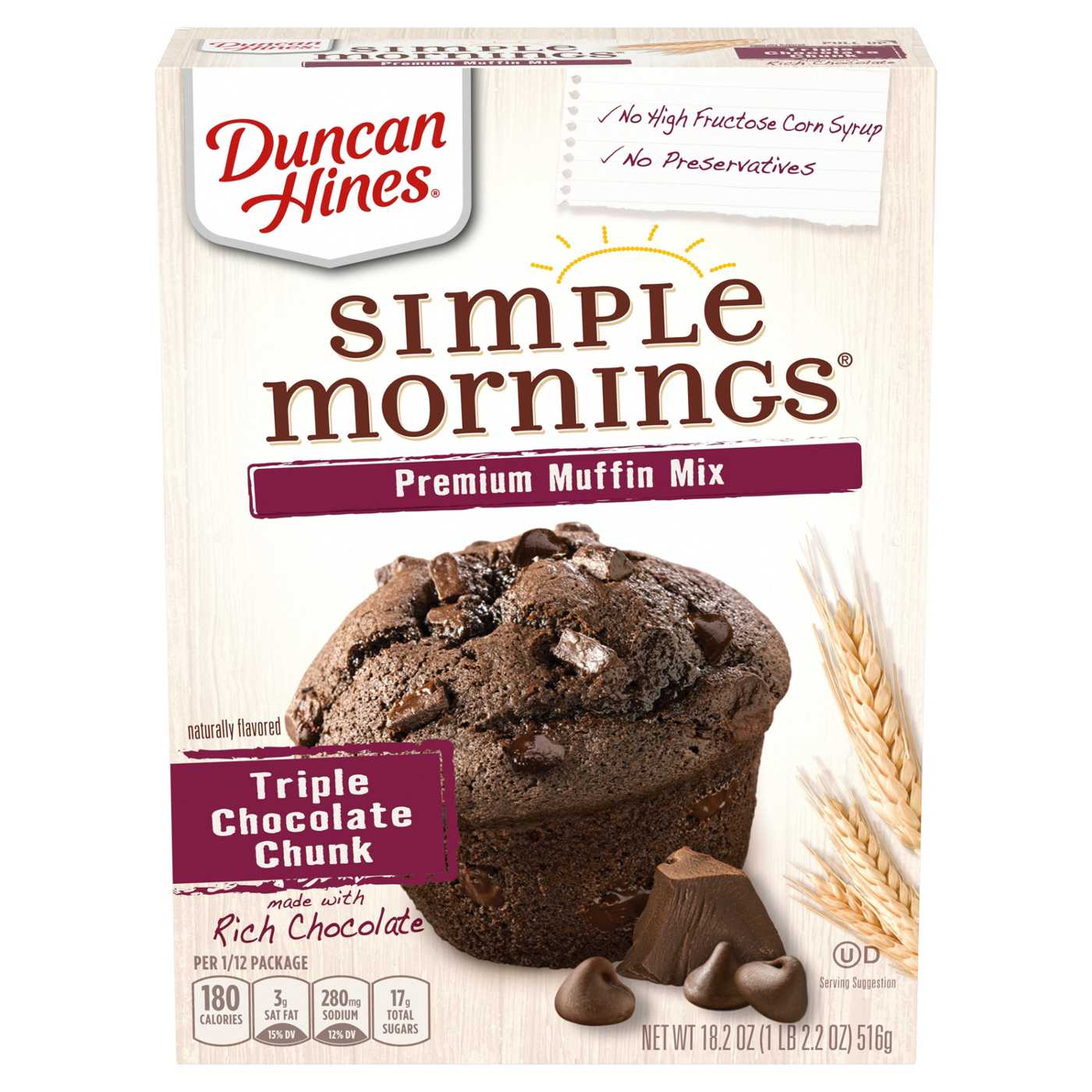 Duncan Hines Simple Mornings Triple Chocolate Chunk Premium Muffin Mix; image 1 of 7