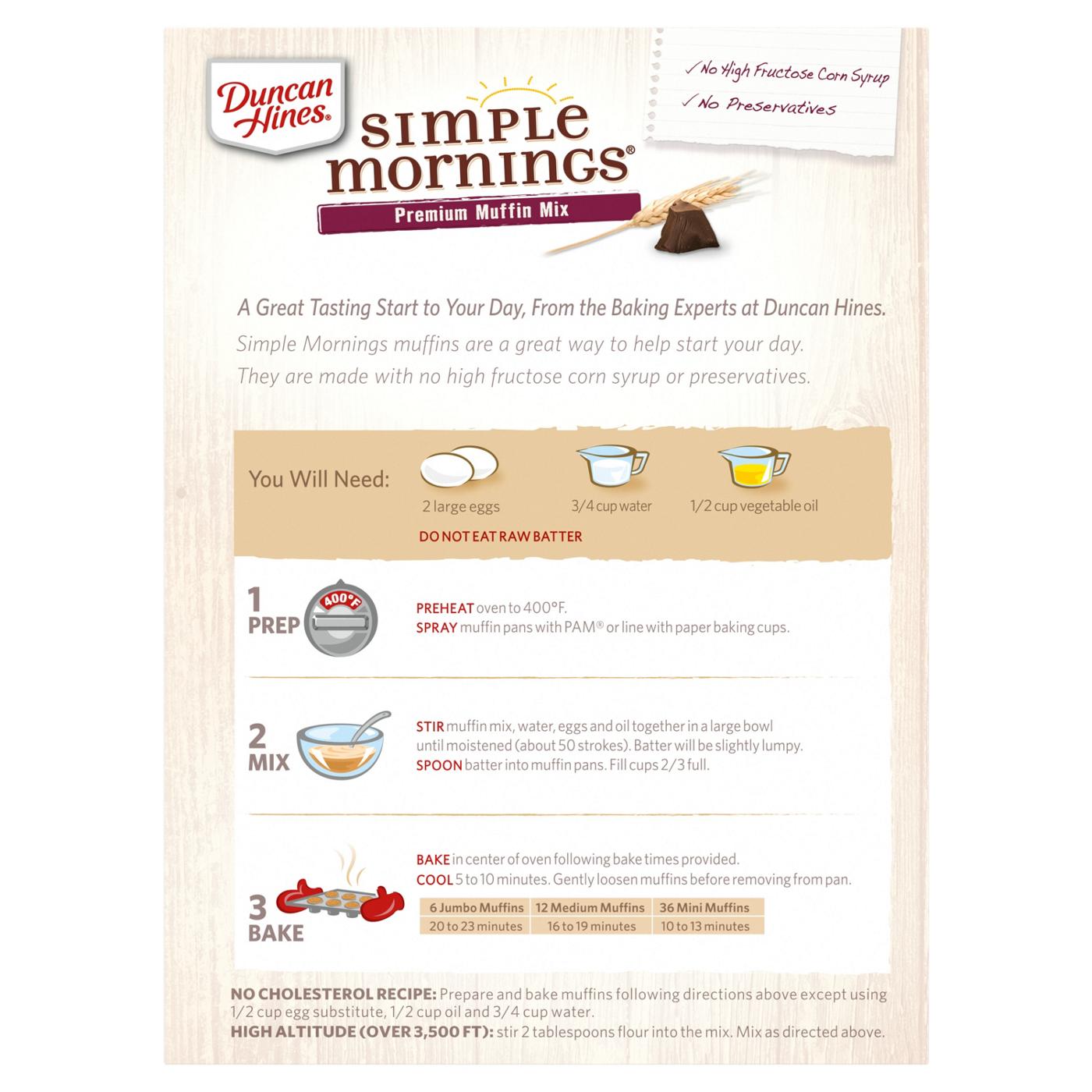 Duncan Hines Simple Mornings Triple Chocolate Chunk Premium Muffin Mix; image 7 of 7