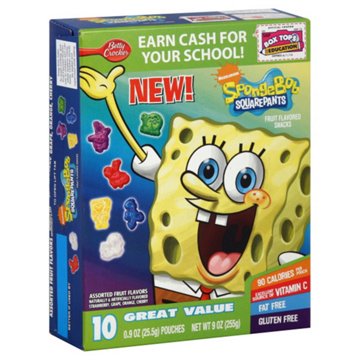 Betty Crocker Nickelodeon SpongeBob SquarePants Assorted Fruit Flavored Snacks, 10 ct