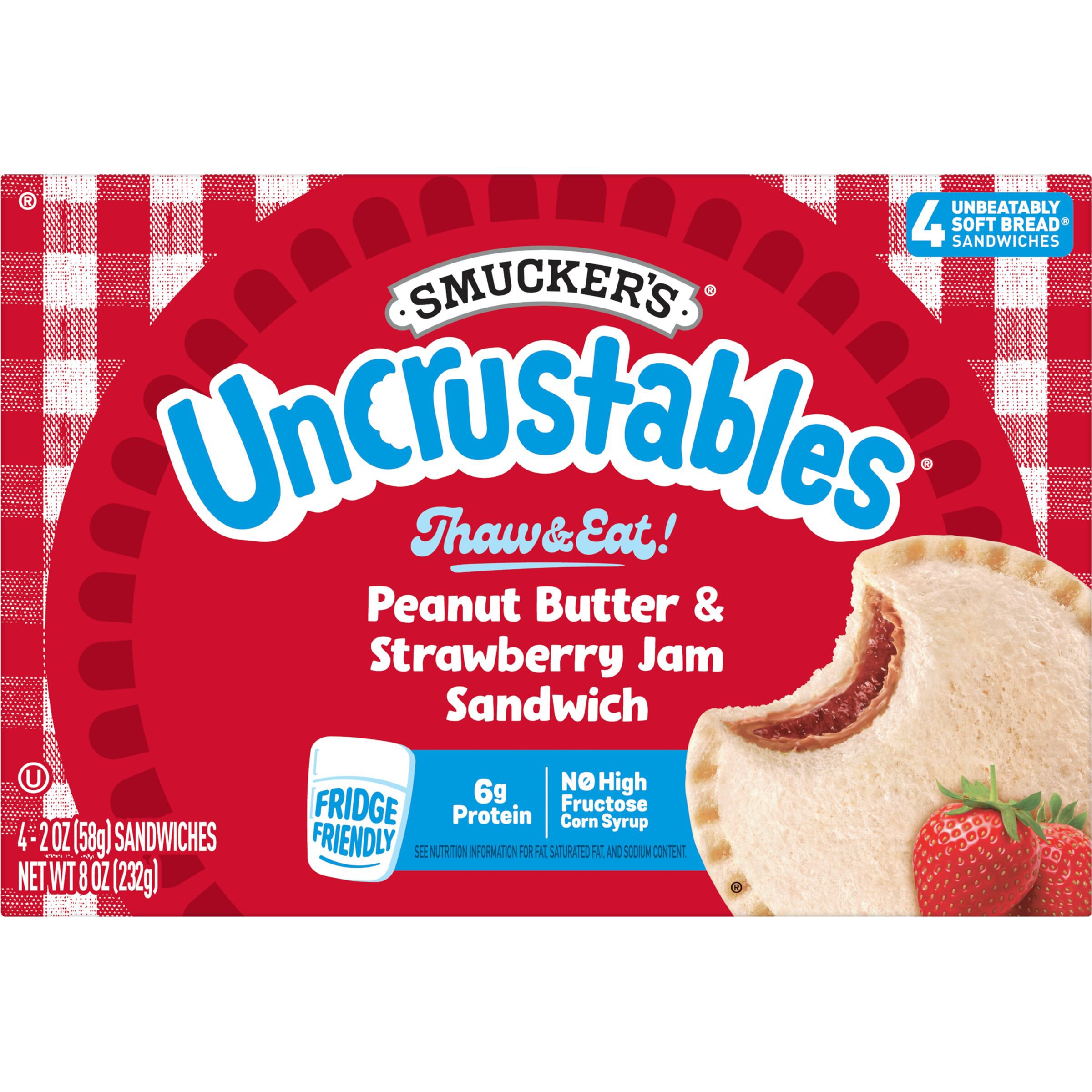 Smucker's Uncrustables Peanut Butter & Strawberry Jam Sandwiches - Shop ...