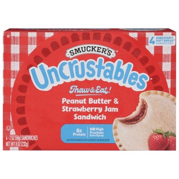 Smucker's Uncrustables Frozen Sandwiches - Peanut Butter & Strawberry Jam, 4 ct