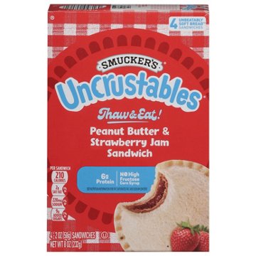 Smucker's Uncrustables Frozen Sandwiches - Peanut Butter & Strawberry Jam, 4 ct