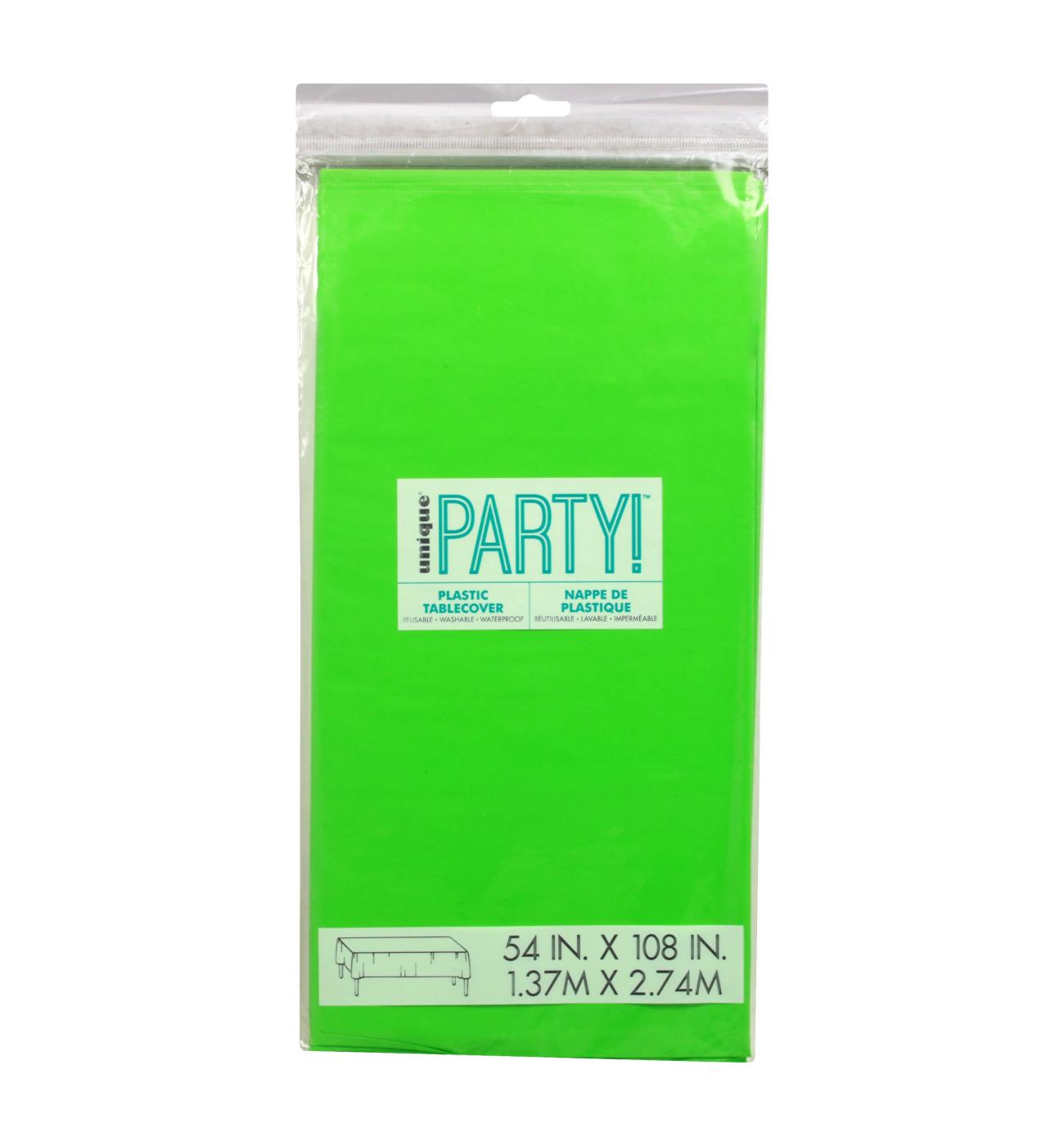 unique Party Plastic Rectanglular Table Cover - Lime Green; image 1 of 2
