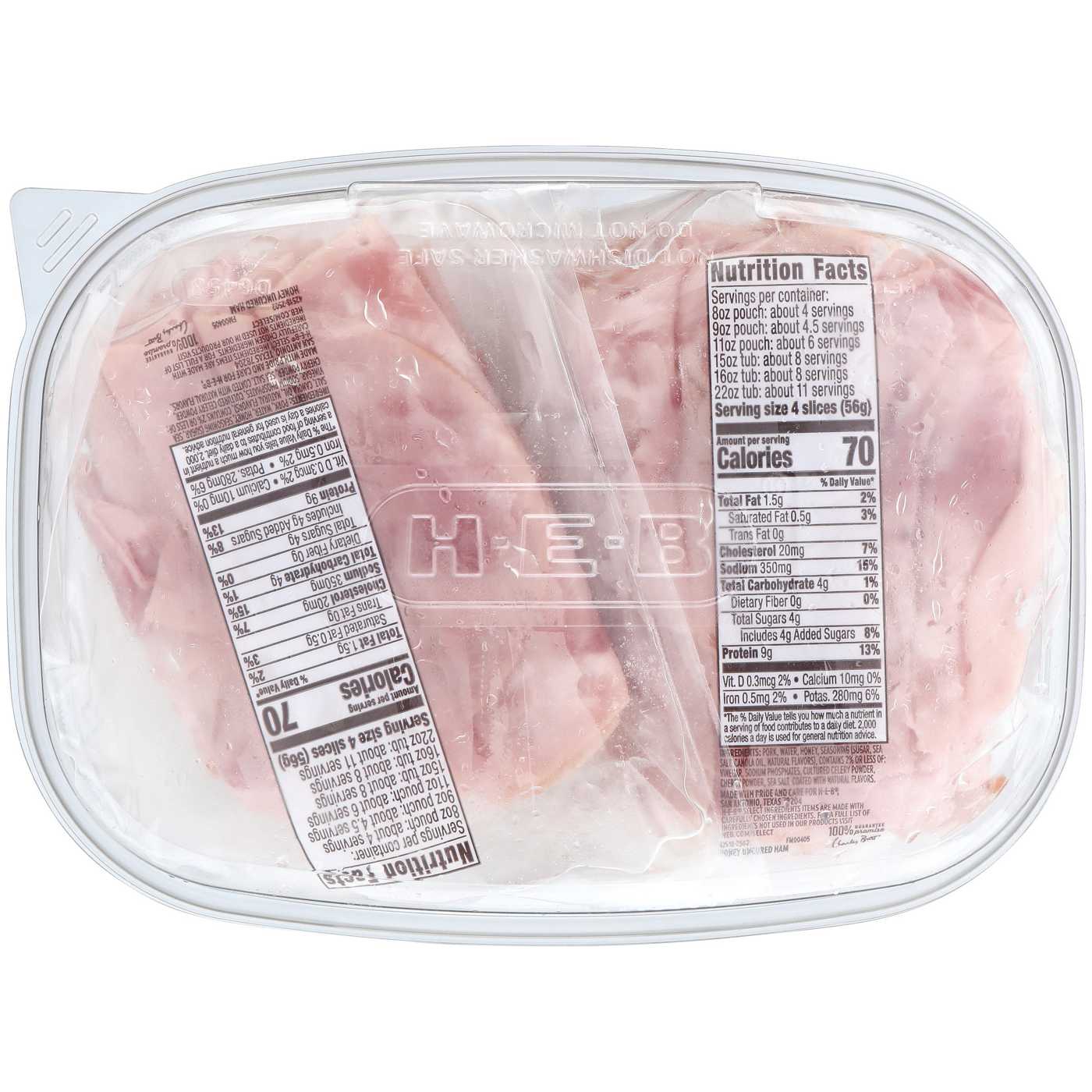 H-E-B Honey Ham Lunch Meat - Family Pack; image 2 of 2
