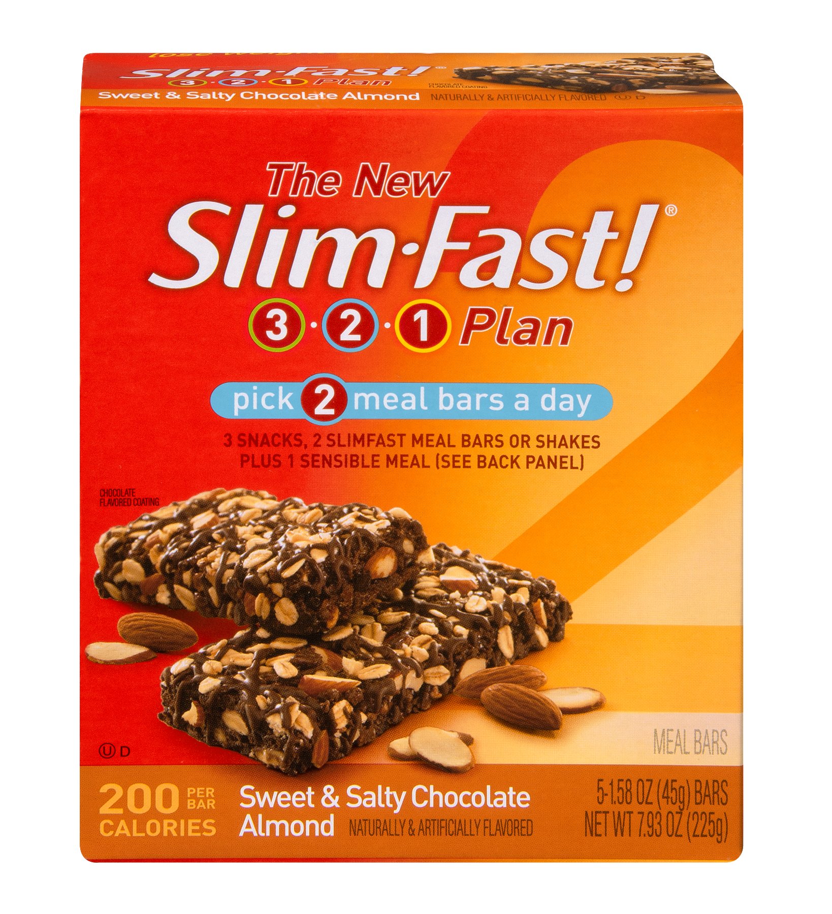 Slim-Fast Sweet & Salty Chocolate Almond Meal Bars - Shop Diet ...