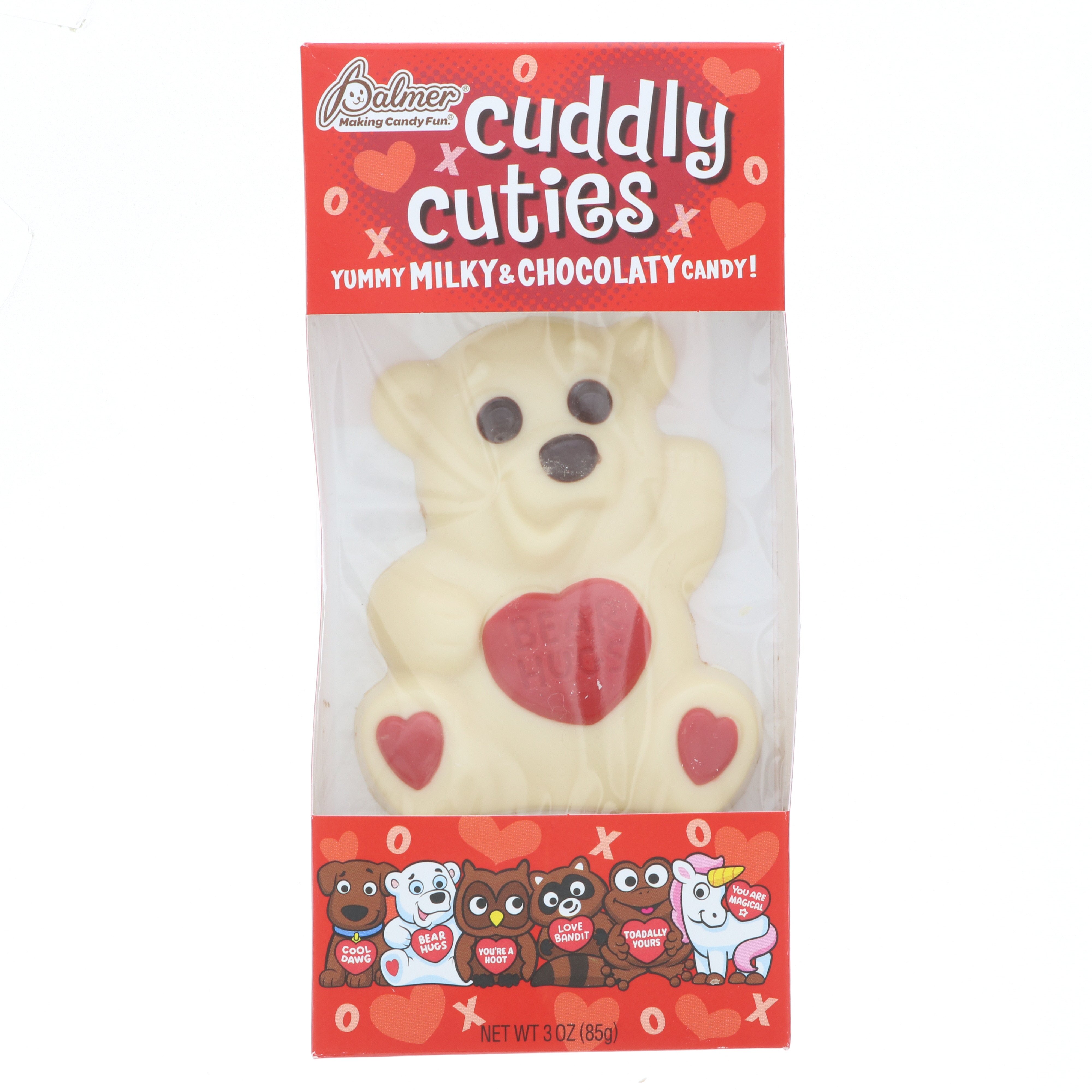 Palmer Cuddly Cuties Milk Chocolate Valentine Candy, Assorted, 3