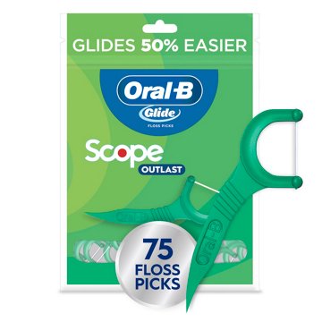 Oral-B Glide Mint Dental Floss Picks with Long Lasting Scope Flavor, 75 ct