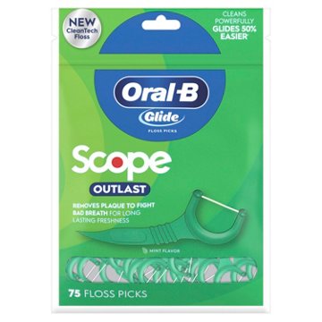 Oral-B Glide Mint Dental Floss Picks with Long Lasting Scope Flavor, 75 ct