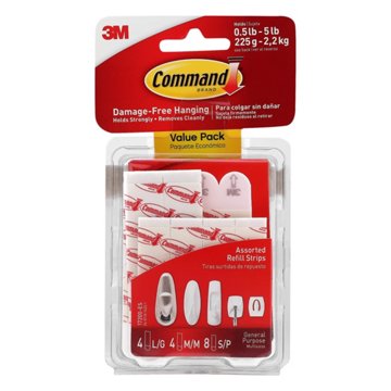 Command Assorted Refill Mounting Strips, 16 pc