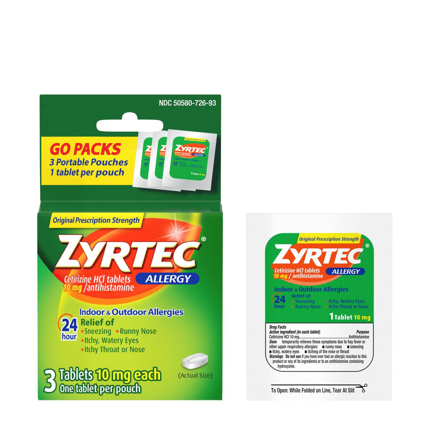 Zyrtec Allergy 24 Hour Relief Tablets - 10 mg; image 2 of 3