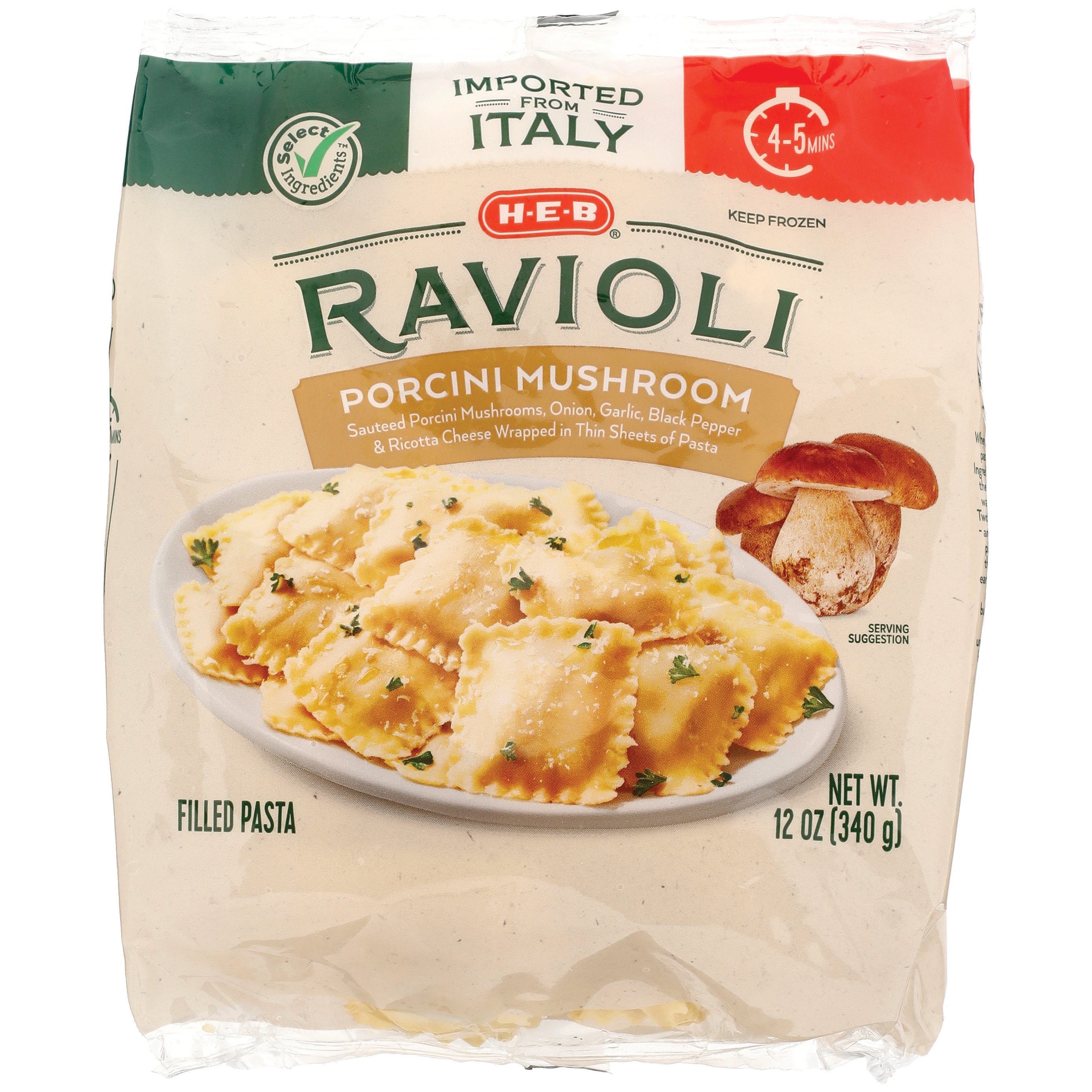 H E B Frozen Ravioli Filled Pasta Porcini Mushroom Shop Entrees