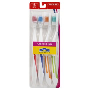 Hill Country Essentials Angle Full Head Medium Toothbrushes, 4 ct