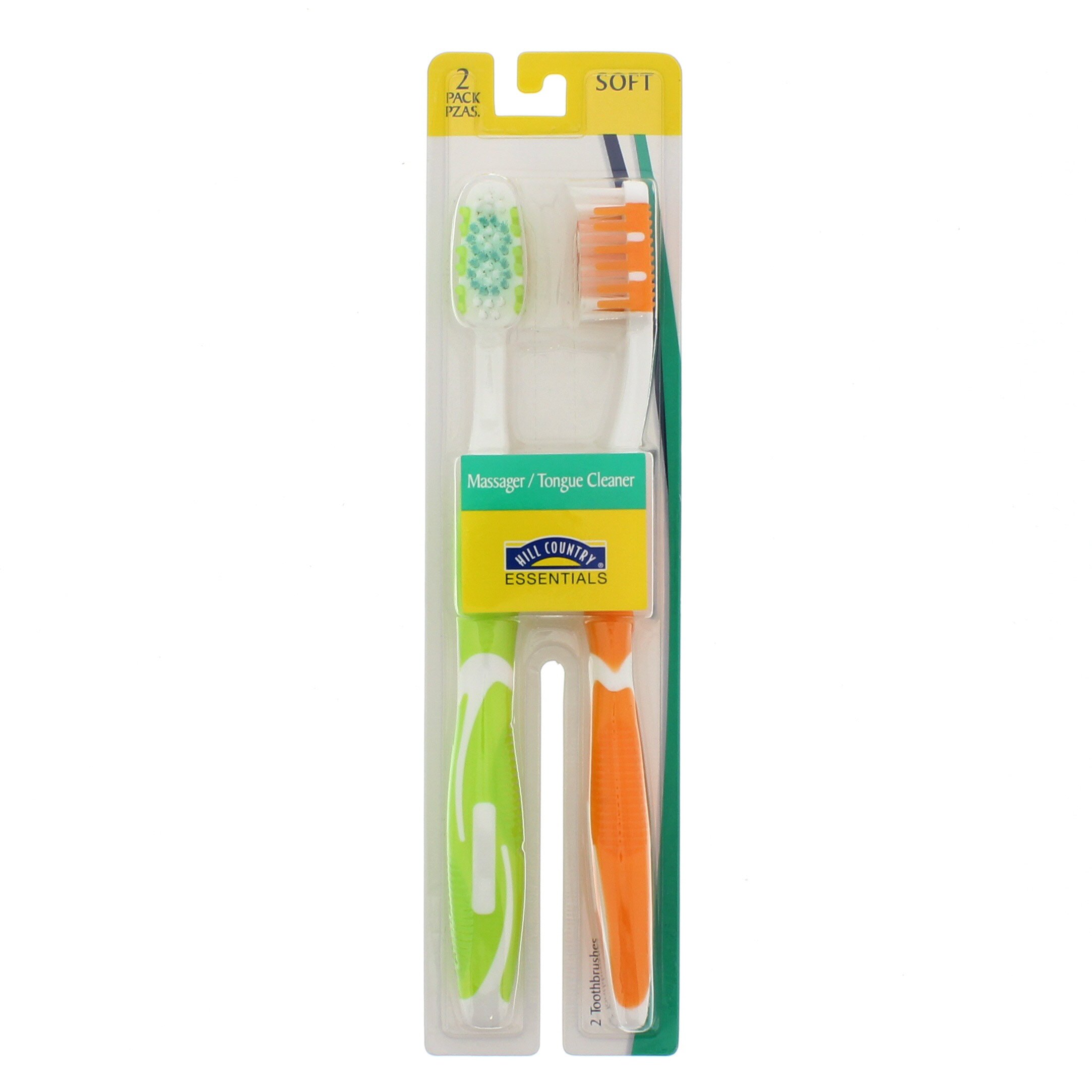 Hill Country Essentials Massager & Tongue Cleaner Soft Toothbrushes