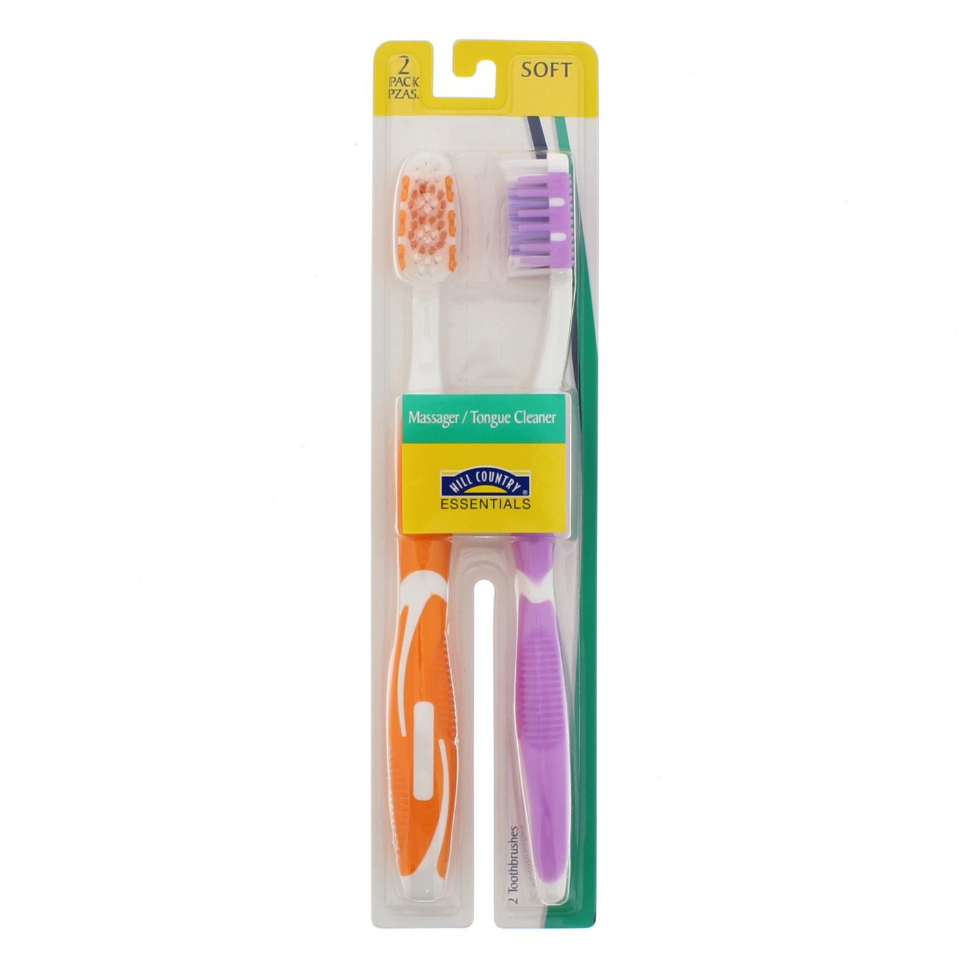 Hill Country Essentials Massager & Tongue Cleaner Soft Toothbrushes