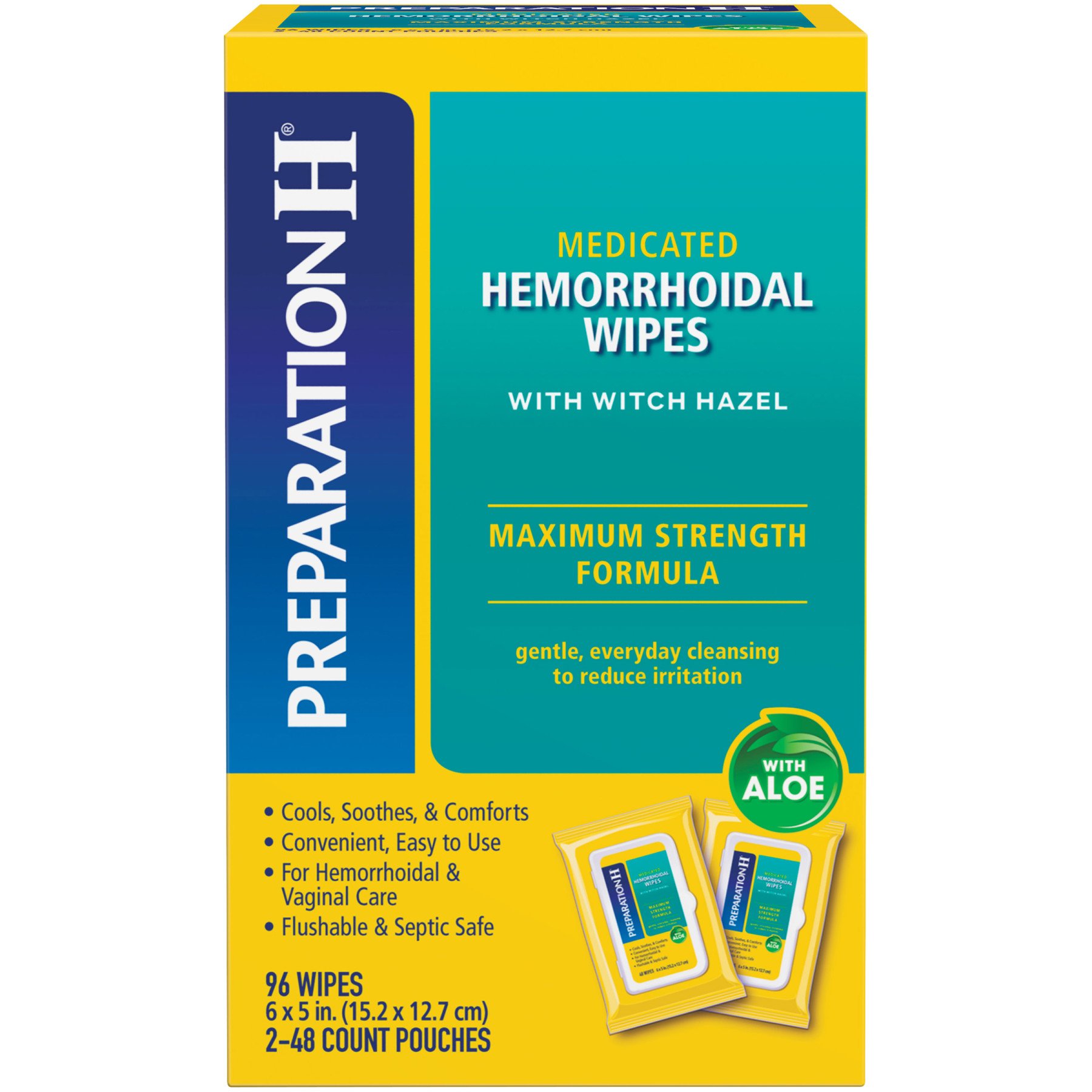 Preparation H Flushable Medicated Hemorrhoidal Wipes Max Strength