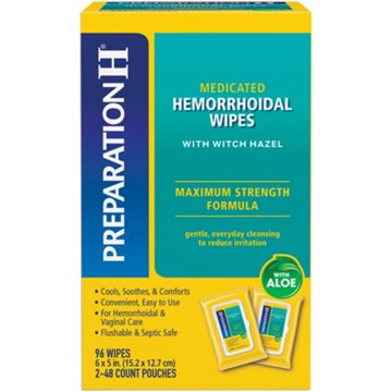 Preparation H Hemorrhoid Wipes with Witch Hazel for Skin Irritation Relief, 2 pk