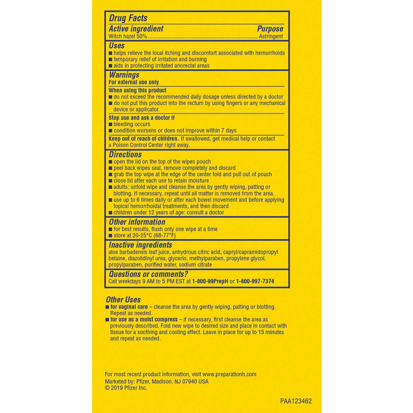 Preparation H Medicated Hemorrhoidal Wipes with Witch Hazel; image 2 of 4