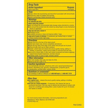 Preparation H Hemorrhoid Wipes with Witch Hazel for Skin Irritation Relief, 2 pk