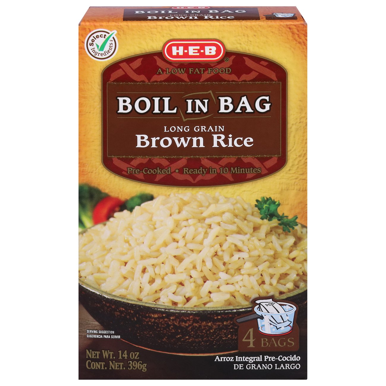 H-E-B Select Ingredients Boil In Bag Long Grain Brown Rice - Shop Rice ...