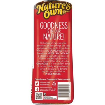 Nature's Own 100% Whole Grain Sliced Bread, 20 oz
