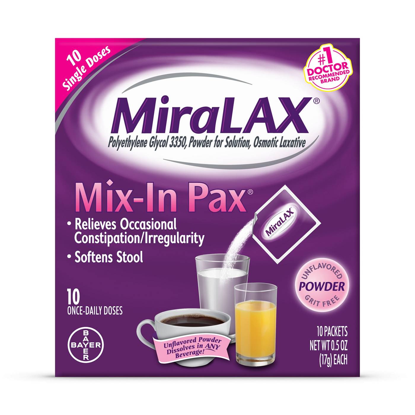MiraLAX Laxative Powder Packets; image 1 of 6