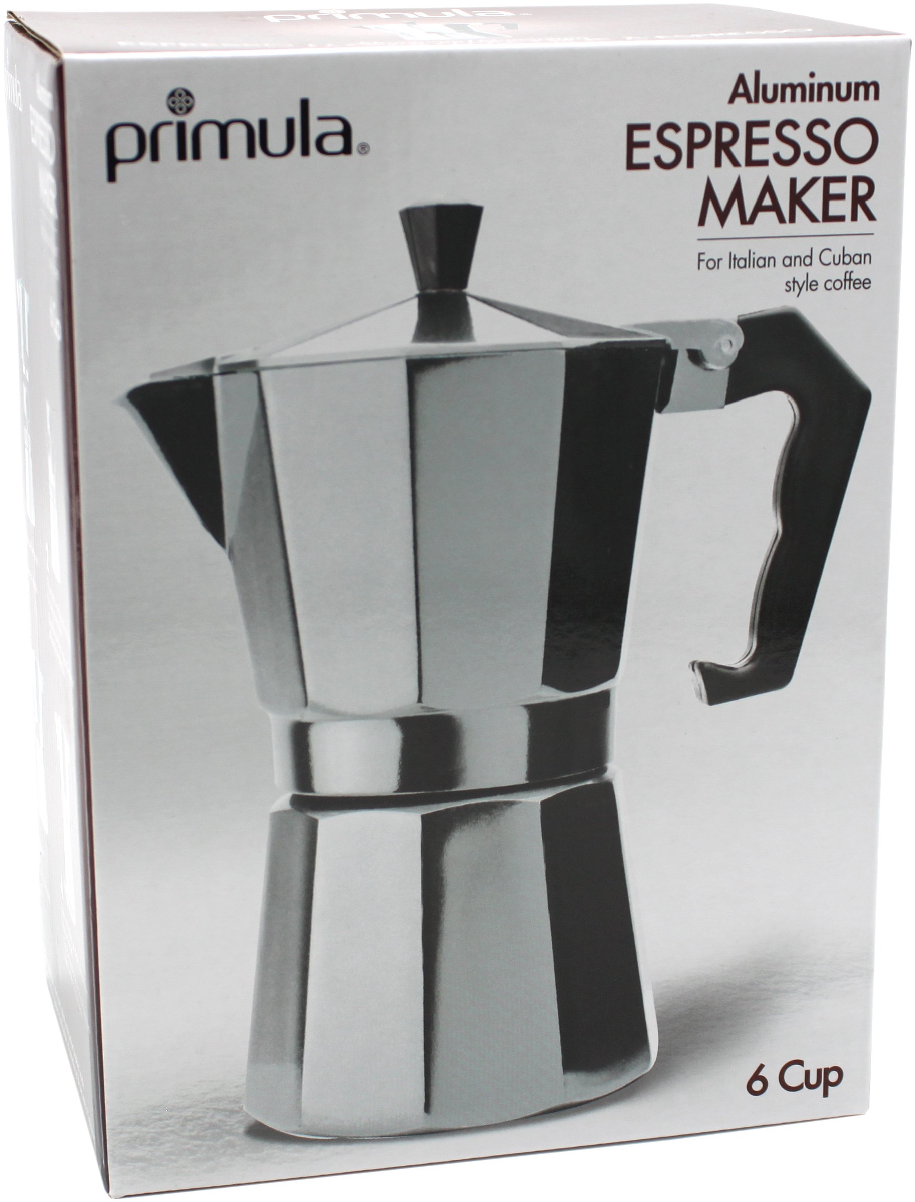 Primula Espresso Maker, Aluminum, Black, 6 Cup