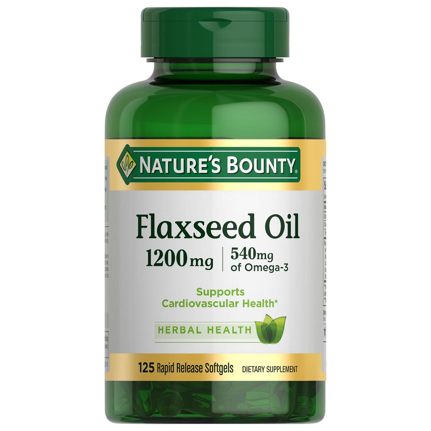 Nature's Bounty Flaxseed Oil 1200 mg Softgels; image 1 of 2