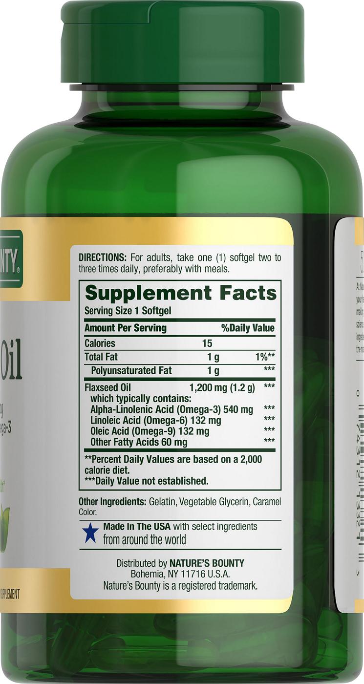 Nature's Bounty Flaxseed Oil 1200 mg Softgels; image 2 of 2