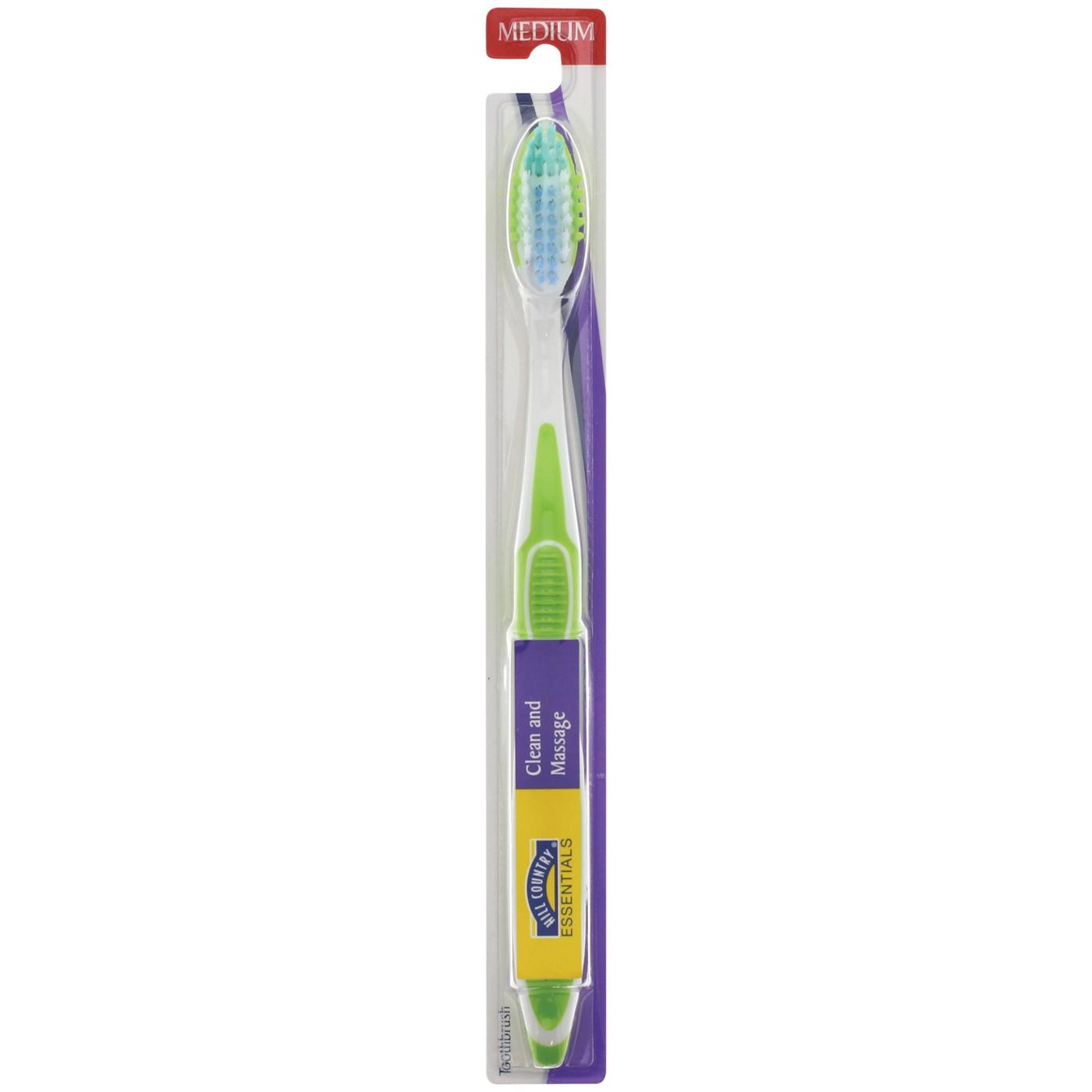 Hill Country Essentials Clean and Massage Medium Toothbrush - Colors May Vary; image 1 of 4