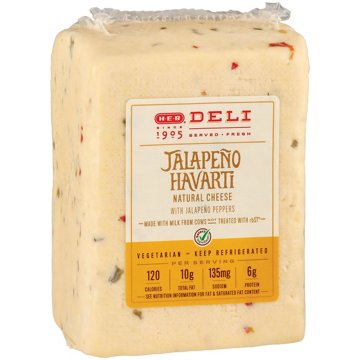 H-E-B Deli Jalapeño Havarti Cheese, Custom Sliced