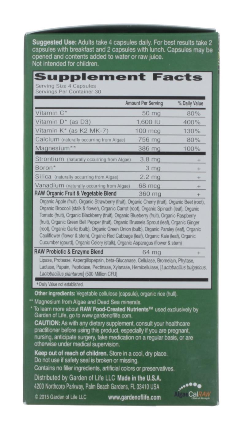 Garden of Life Vitamin Code Raw Calcium Capsules; image 2 of 2