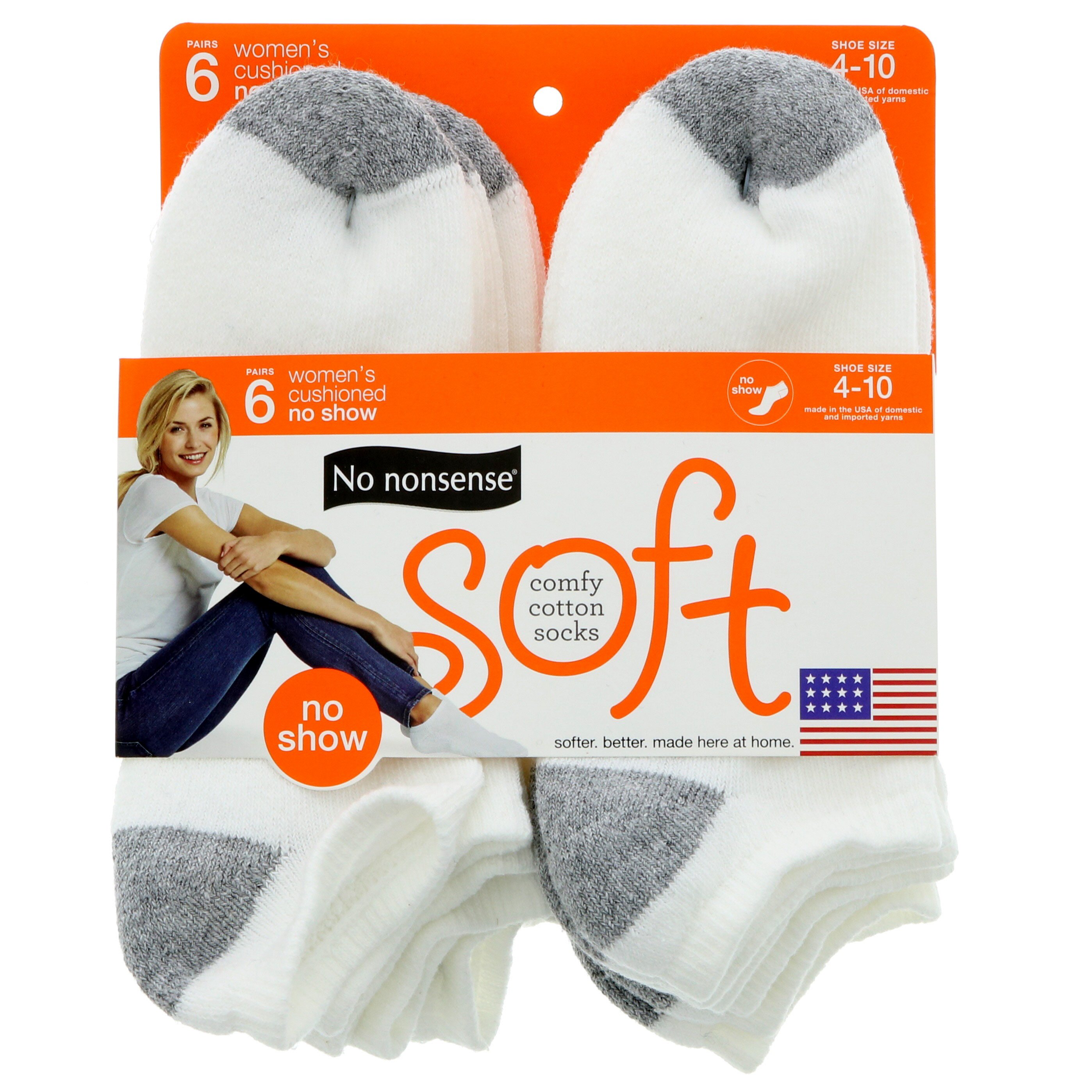 No Nonsense Everyday Comfort Women's No Show Socks, 4-10 Size White - Shop  Socks & Hose at H-E-B